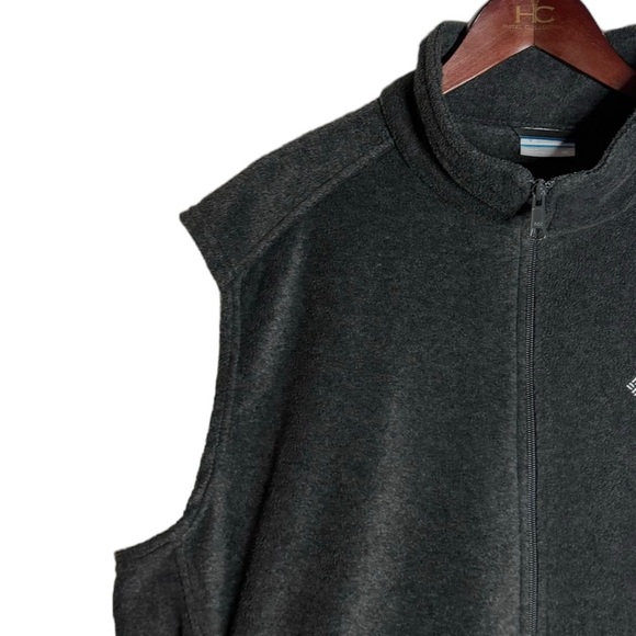 Columbia Fleece Full Zip Sleeveless Vest Mock Neck Zippered Pockets Black XL - Picture 6 of 16